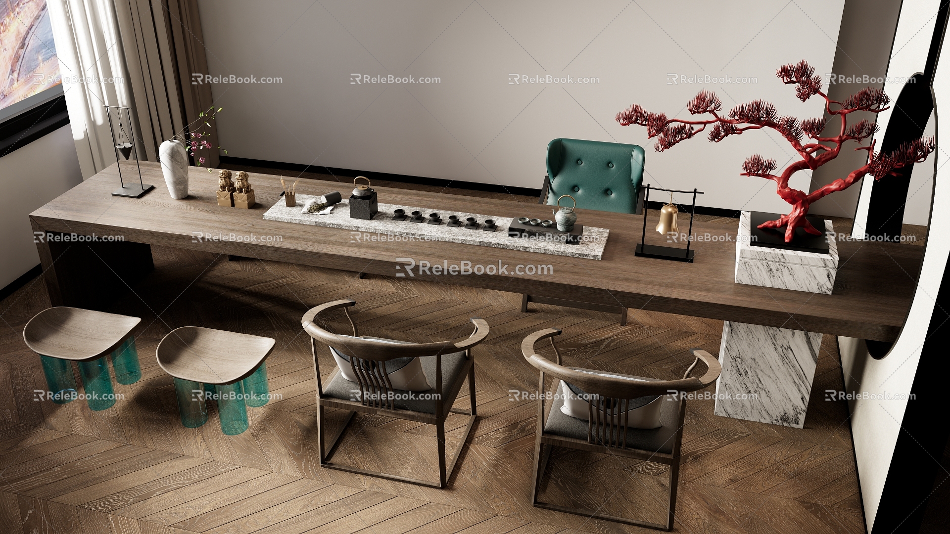 New Chinese Tea Table and Chair Combination Tea Table Tea Table and Chair Tea Table 3d model