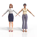 Two Women Standing With Arms Outstretched In Business And Casual Attire