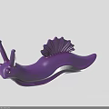 Stylized Purple Snail Character Figure With Curved Body And Fan Shaped Shell