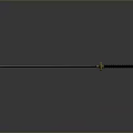 Traditional Katana Weapon With Blue Blade Red And Black Handle And Golden Tsuba