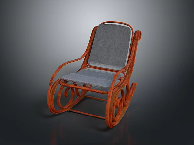 Modern Leisure Chair with Wooden Frame and Gray Cushion Rocking Design for Comfortable Home Use 3d model