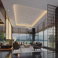 Elegant Modern Sales Office Interior With Spacious Lounge Area And Bright Large Floor Windows