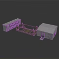 Architectural Building Components Including Concrete Structure Metal Frame And Small Model
