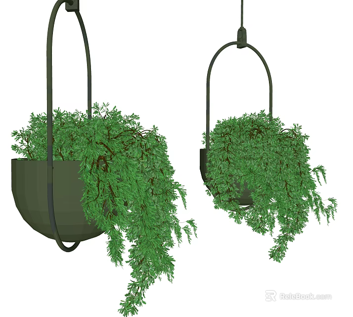 Decorative Hanging Basket Plants With Lush Trailing Greenery For Indoor Home Decor 3d model 