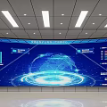 Security Monitoring Room With Large Display Screens Global Data Visualization And Bright Lighting