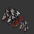 Many Sailboats 3d model