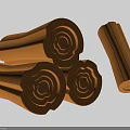 Natural Wooden Logs With Carved Texture Stacked Arrangement And Single Piece