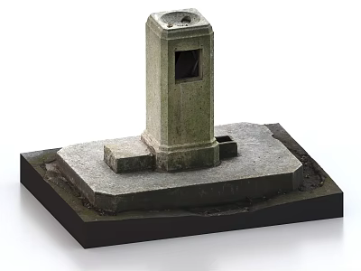 Rustic Garden Landscape Decorative Stone Structure With Mossy Base Platform 3d model