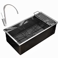 Modern Stainless Steel Kitchen Sink With Faucet And Drying Rack For Home Use