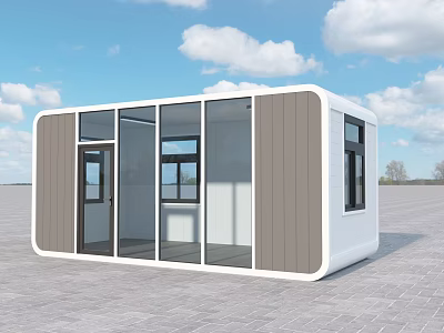 Modern Modular Office Building With Glass Windows And White Gray Exterior 3d model