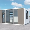 Modern Modular Office Building With Glass Windows And White Gray Exterior
