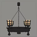 Rustic Metal Chandelier With Multiple Decorative Shades And Hanging Chain Design