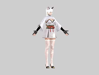 White silk long legs high heels sexy antique female game character mod1 3d model