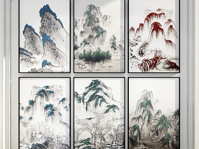 New Chinese Style Decorative Hanging Painting 3d model