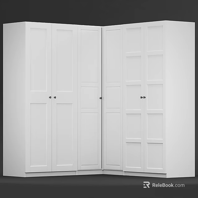 White Multi Door Minimalist Dresser With Sleek Design And Storage Space 3d model 