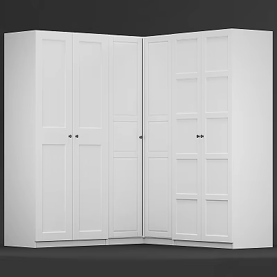 White Multi Door Minimalist Dresser With Sleek Design And Storage Space 3d model