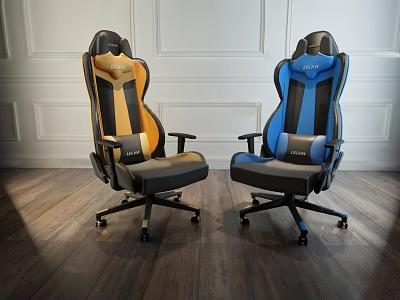 Ergonomic Office Chair with Yellow Black and Blue Black Colors Modern Design and Comfortable Seating 3d model