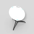 Three White Circular Electronic Devices With Black Tripod Stands And Modern Design