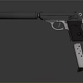 Tactical Weapon Design Featuring Classic Pistol With Silencer And Metal Finish