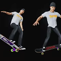 Man in White Thrasher T-Shirt Performing Skateboard Tricks with VANS Board and Green Wheels