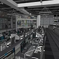 Control Room Interior With Multiple Monitoring Screens Control Desks And Work Chairs