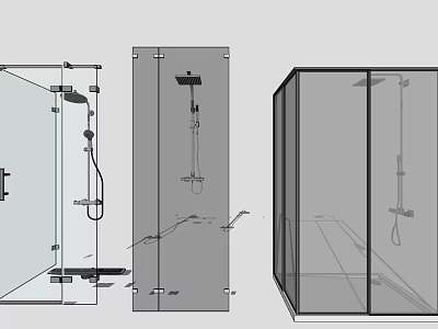 Modern Shower Sauna Design With Glass Doors Multiple Angles And Structural Details 3d model