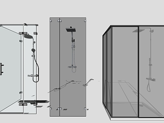 Modern shower room glass shower room glass partition shower 3d model