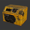 Yellow Commercial Equipment with Worn Surface Geometric Design and Industrial Control Panel