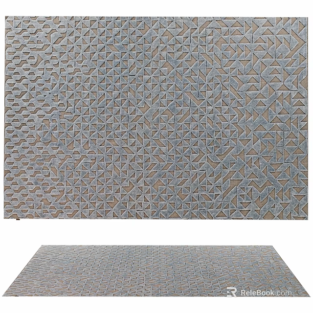 Modern Neutral Square Carpet With Geometric Pattern Woven Texture And Intricate Design 3d model
