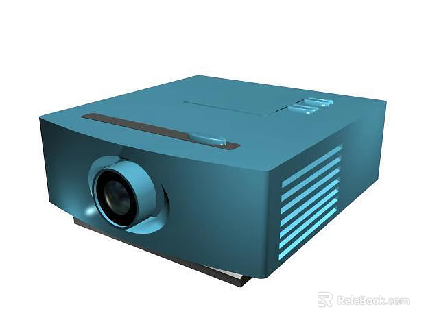 Modern Blue Projection Monitoring Equipment with Lens Cooling Vents and Compact Design 3d model 