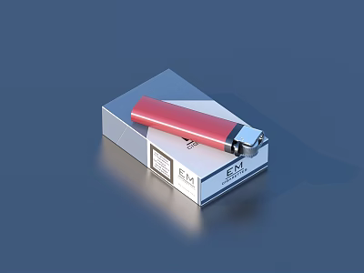 Stylish Red Lighter And Silver Box Essential Lifestyle Products For Daily Use 3d model