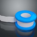 Blue Tape Roll With White Unrolled Part On Reflective Surface 3d model