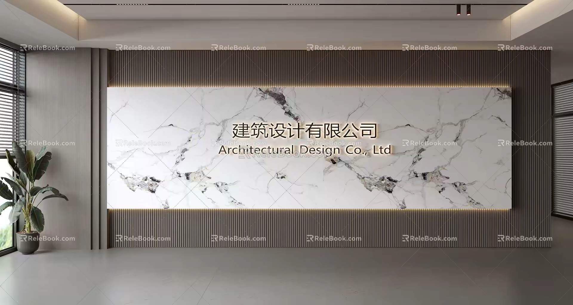Modern Front Desk Background Wall Simple Background Wall Front Desk Reception Area Background Wall Company Front Desk Background Wall 3d model