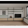 Modern Minimalist TV Stand With Open Wooden Shelves TV Laptop And Decor Items