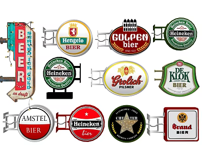 Colorful Beer Brand Billboards Featuring Various Designs From Heineken And Amstel 3d model