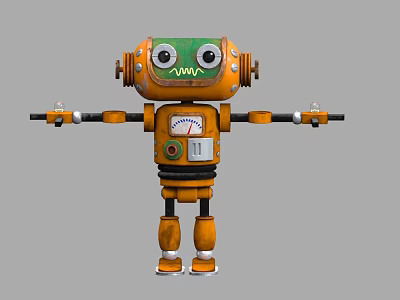 Steam Robot Punk Style Mecha Artificial Intelligence PBR Material Sci-Fi Robot Robot Butler 3d model