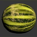 Fresh Ripe Watermelon With Green And Yellow Stripes On Smooth Surface