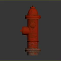 Red Fire Hydrant With Top Cap And Side Outlets On Concrete Base