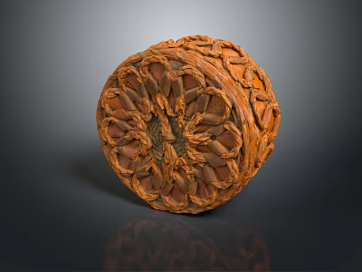 Brown Woven Spherical Household Item With Intricate Circular Pattern And Smooth Surface 3d model