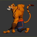 Tiger Like Muscular Game And Movie Character With Orange Fur Blue Pants And Sharp Claws