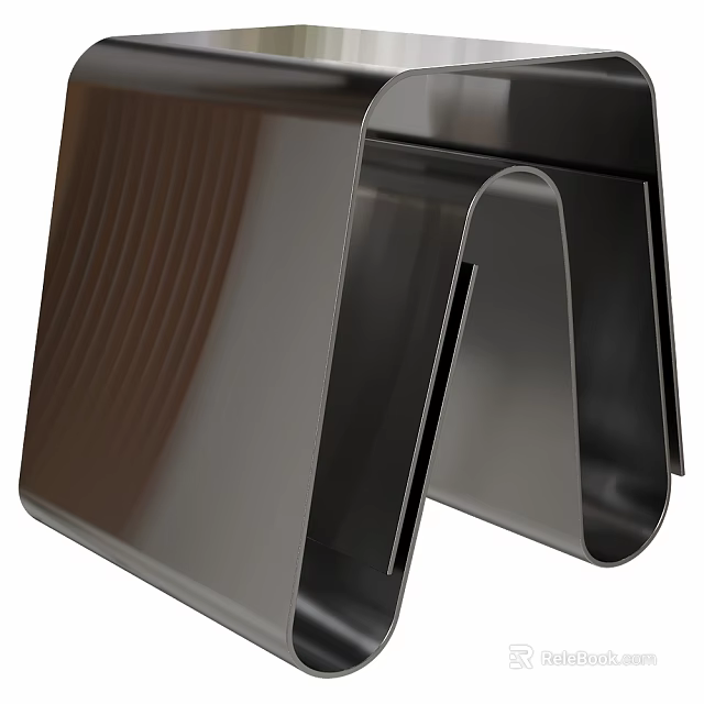 Modern Black Metal Bracket With Shiny Surface And Curved Design Structure 3d model 