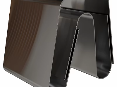 Modern Black Metal Bracket With Shiny Surface And Curved Design Structure 3d model