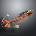 Orange And Green Crossbow With Telescopic Scope And Metal Frame