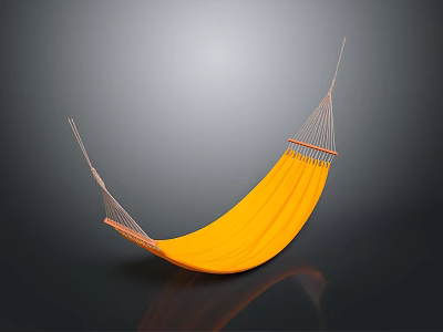 Yellow Hammock Furniture With Ropes For Outdoor Relaxation And Comfortable Seating 3d model