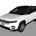 White Jeep SUV With Black Roof Seven Slot Grille And Alloy Wheels