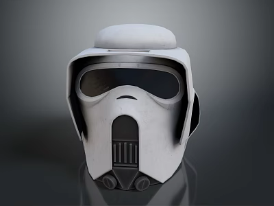 Military Style Weapon Helmet Featuring White Shell Dark Visor And Grille Details 3d model