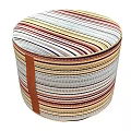 Stylish Multicolored Striped Round Stool With Decorative Upholstered Seat Design