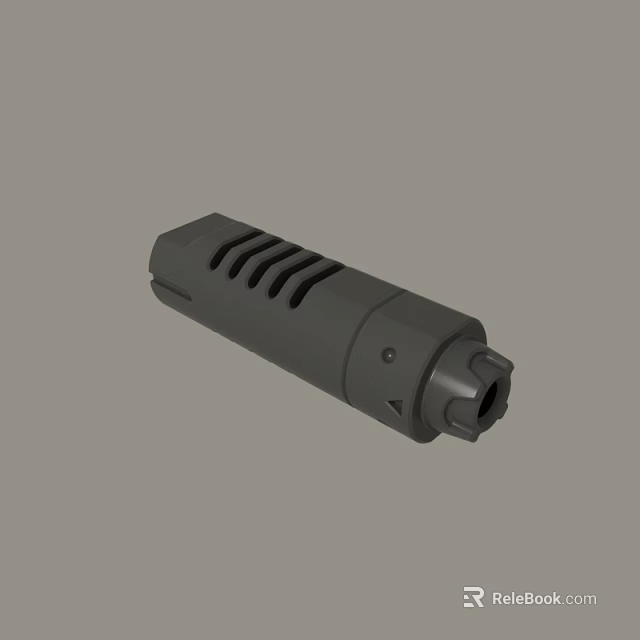 Gray Industrial Cylindrical Part With Vent Holes And Connection Port 3d model 