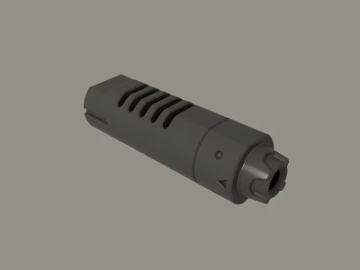 Gray Industrial Cylindrical Part With Vent Holes And Connection Port 3d model