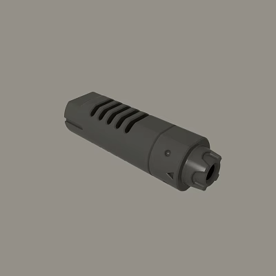 Gray Industrial Cylindrical Part With Vent Holes And Connection Port 3d model